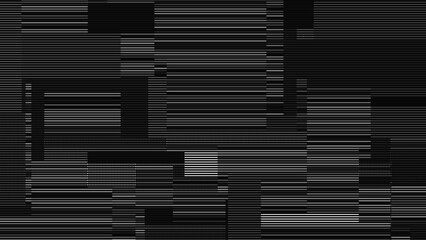 Glitch Television Digital Lines Black and White Background. Glitched Lines Noise Overlay Texture. No Signal. Retro Abstract Sci-Fi Hud Glitch Effect Design. Vector Illustration.