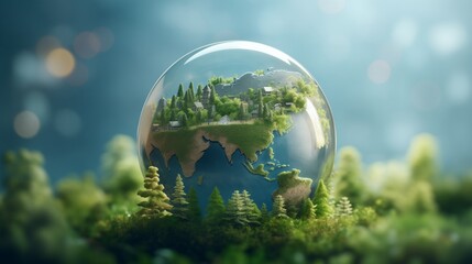 World environment and earth day concept with globe and eco friendly environment.