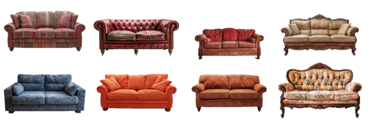 Foto op Plexiglas set of couches and sofas - vintage style furniture isolated © Brian