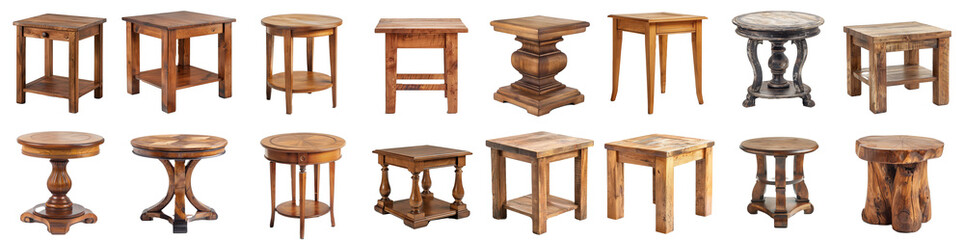 End table collection - small wooden end tables on transparent png