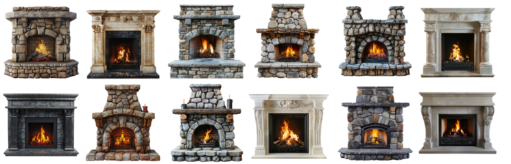 Fireplace hearth concepts on transparent png