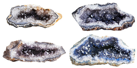 mineral stone geode on white background - obrazy, fototapety, plakaty