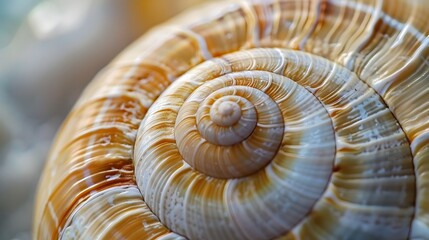 Stunning Spiral Seashell with Intricate Natural Patterns and Elegant Geometric Design - obrazy, fototapety, plakaty