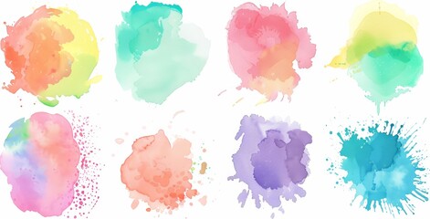 Various colors of paint, including red, blue, yellow, green, and more, arranged on a clean white background