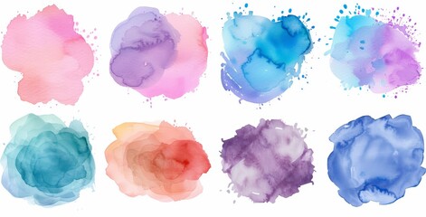 Various colors of paint are displayed on a white background, showcasing a range of hues and shades