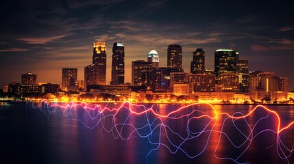 The Citys Pulse Beats With Electricity - obrazy, fototapety, plakaty