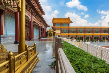 The Taiwanese style temple named Fo Guang Shan Thaihua, located in Khlong Sam Wa district, Bangkok, Thailand.