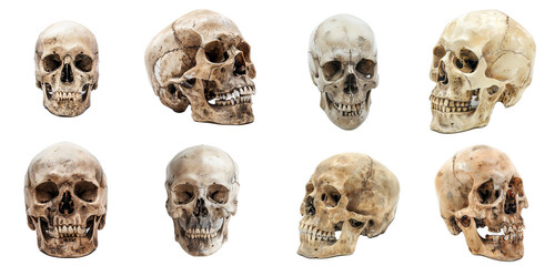 Human skulls isolated on transparent background
