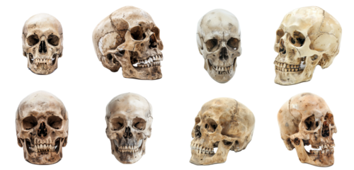 Human skulls isolated on transparent background