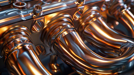 A precision-engineered exhaust manifold, with smooth bends and optimized flow paths, extracting maximum performance from the engine - obrazy, fototapety, plakaty
