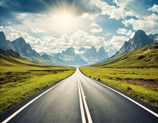 Fototapeta premium A road stretching into the distance, symbolizing the journey and possibilities in entrepreneurial ventures