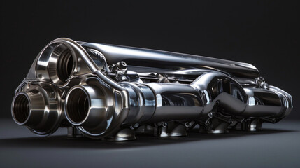 A sleek aluminum intake manifold, with smooth runners and a polished finish, optimizing airflow to the engine
