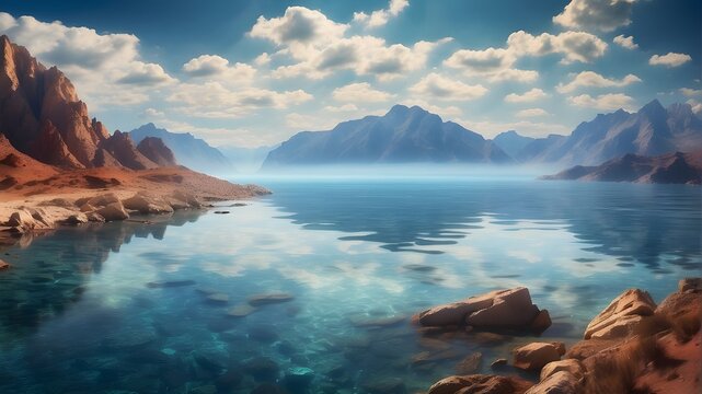 lake and mountains.stunning ocean scenery