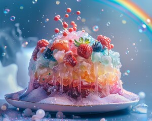 Gourmet Cuisine Glitched Rainbows Ornate details Epic Beauty Circuitry touch , - obrazy, fototapety, plakaty