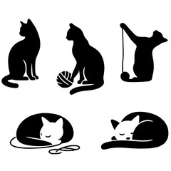 Set silhouettes of cats