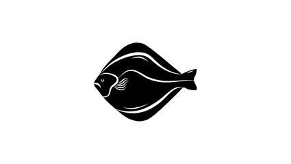 Flatfish emblem, black isolated silhouette