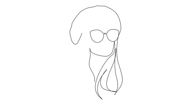 Continuous line drawing of a portrait of a beautiful woman's face wearing a head uber. Skin beauty care concept for young female models. Fashion beauty model with white background. Vector