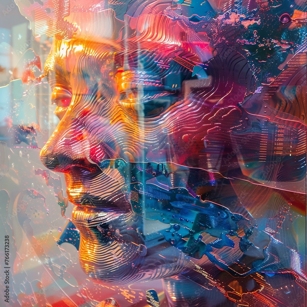 Poster explore the collaboration between ai and humans in art through a dynamic tilted angle view show the 