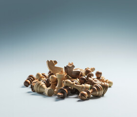 Heap of chess pieces mixed together