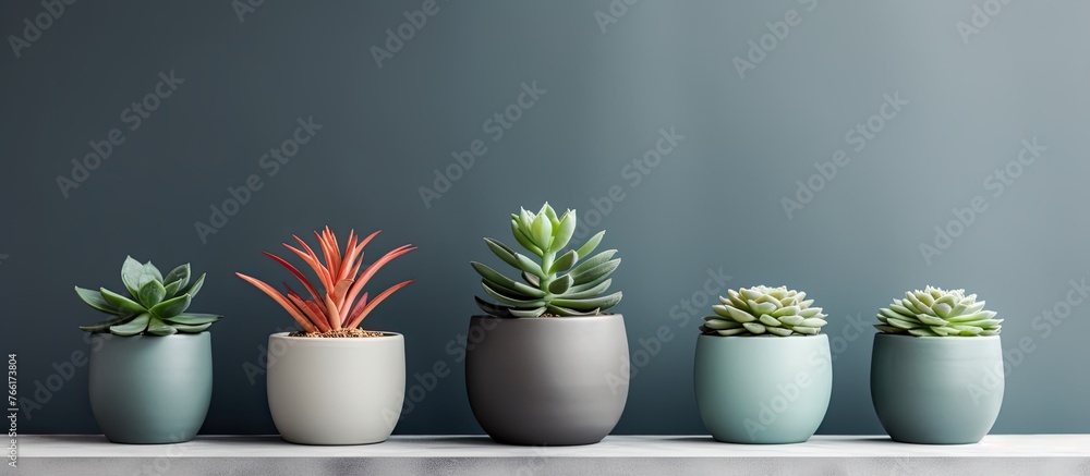 Aufkleber three tiny potted plants of various types are placed neatly on a wooden shelf indoors, adding a touc