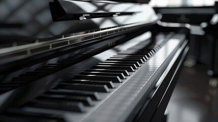 close-up view of a piano showcases the exquisite craftsmanship and timeless beauty of this musical instrument - obrazy, fototapety, plakaty