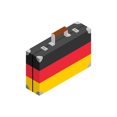 Retro suitcase from Germany. Germany flag on travel suitcase