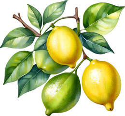 Watercolor painting of a Lemon fruit.
