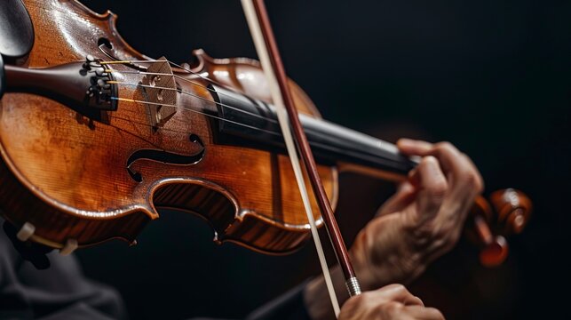 The Hands of a Violinist are Captured in Motion, Producing Soulful Melodies on the Strings of a Violin. Musical Mastery Concept.