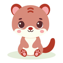 Cute baby weasel charcter. Vector illustration for children design. Flat style