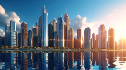 Cityscape photograph featuring the skyline of a smart city