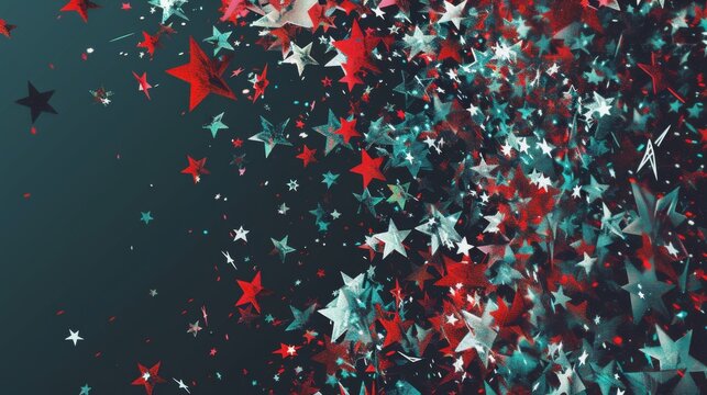An array of stars cascading across a dark background in a patriotic display of red, white, and blue for Memorial Day.