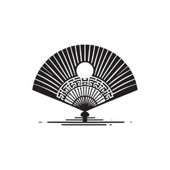Chinese Fan Silhouette Vector: Traditional Elegance and Cultural Symbol in Graceful Motion- Chinese fan vector stock.