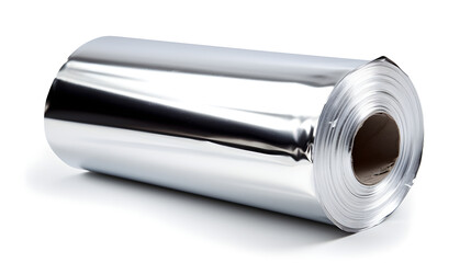 Pristine Roll of Aluminium Foil on a Clean White Background