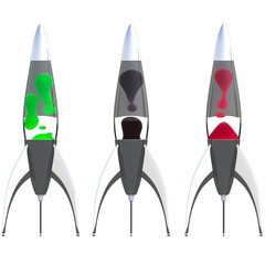 Lava lamp, table lamp, isolated on transparent background, interior lighting, 3D illustration, cg render
