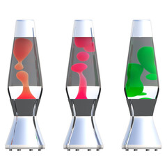 Lava lamp, table lamp, isolated on transparent background, interior lighting, 3D illustration, cg render

