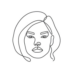 African American women face Modern abstract line art minimalistic women face with flowers one line artwork.