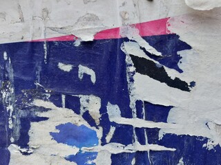 Fototapeta premium Torn street poster background, abstract old ripped paper collage backdrop