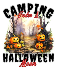 Camping Under A Halloween Moon. halloween adventure