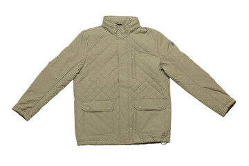 Light green stylish men's jacket insulated on a white background.