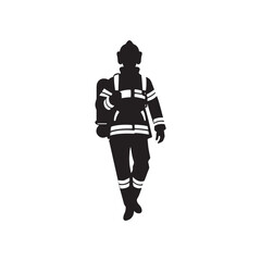 Firefighter Silhouette Vector: Brave Hero in Action, Protecting Lives and Battling Flames with Determination- Firefighter vector stock.