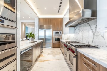 Modern Kitchen Interior Design with Elegant Marble Surfaces