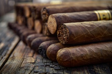 Premium Handcrafted Cigars, Smoke Rising on Dark Background