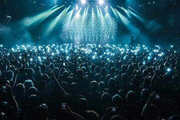 Live Concert Ambiance with Audience Lights, Elevated View