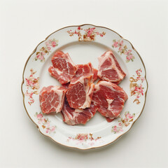Raw meat isolated background,created with Generative AI tecnology.