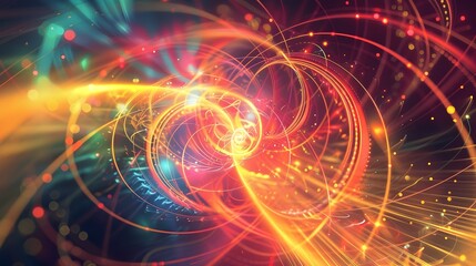 Electromagnetism Visualized in Vivid Abstract Splendor:Cosmic Swirls of Radiant Energy and Luminous Motion