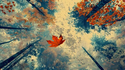 Autumn Leaf Metaphor for Economic Decline in Dreamlike Forest Landscape