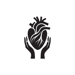Human Heart Silhouette Vector: Anatomical Symbol of Life, Love, and Vitality in Simplified Form- Human heart vector stock.
