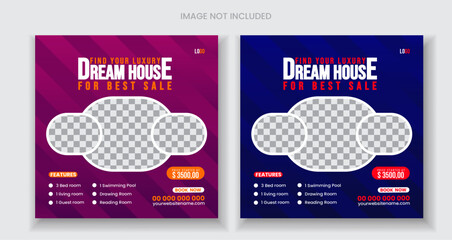 Modern Stylish Real Estate Business Social Media Post Design For your home sale property 