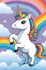 cute unicorn on a rainbow