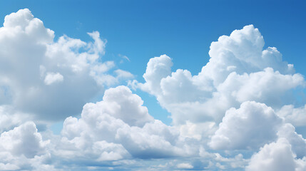 Naklejka na ściany i meble Beautiful white clouds in the blue sky, sky background
